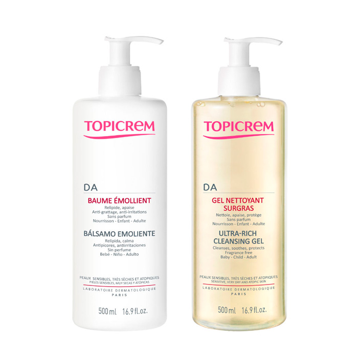 Pack Da Bálsamo Emoliente 500 Ml Da Gel Sobreengrasante 500 Ml 50 % TOPICREM