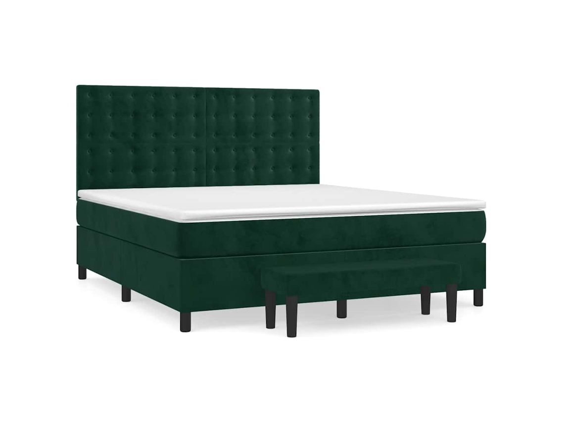 Maison Exclusive - Cama Box Spring Con Colchón Terciopelo Verde Oscuro 180x200 Cm