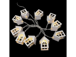 Guirnalda de luces LED de madera Slowmoose, 10 casitas, 1 m, USB, Navidad, fiestas.