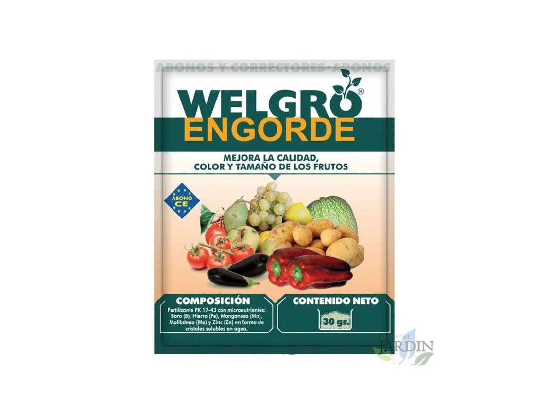 Fertilizante Welgro Engorde 30 Gr. Mejora Calidad Color Y Tamaño de Los Frutos SUINGA
