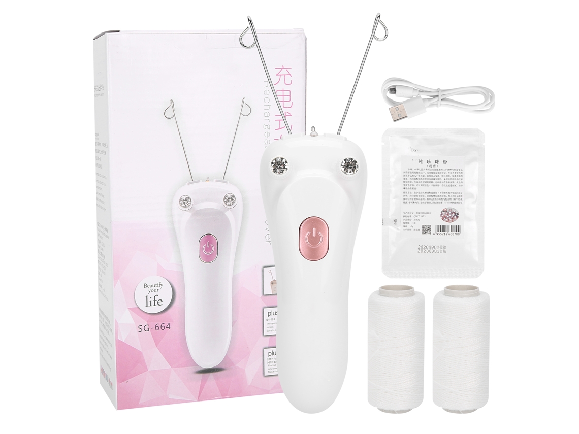 Depiladora Eléctrica De Hilo De Algodón Facial Y Cuerpo Rosa