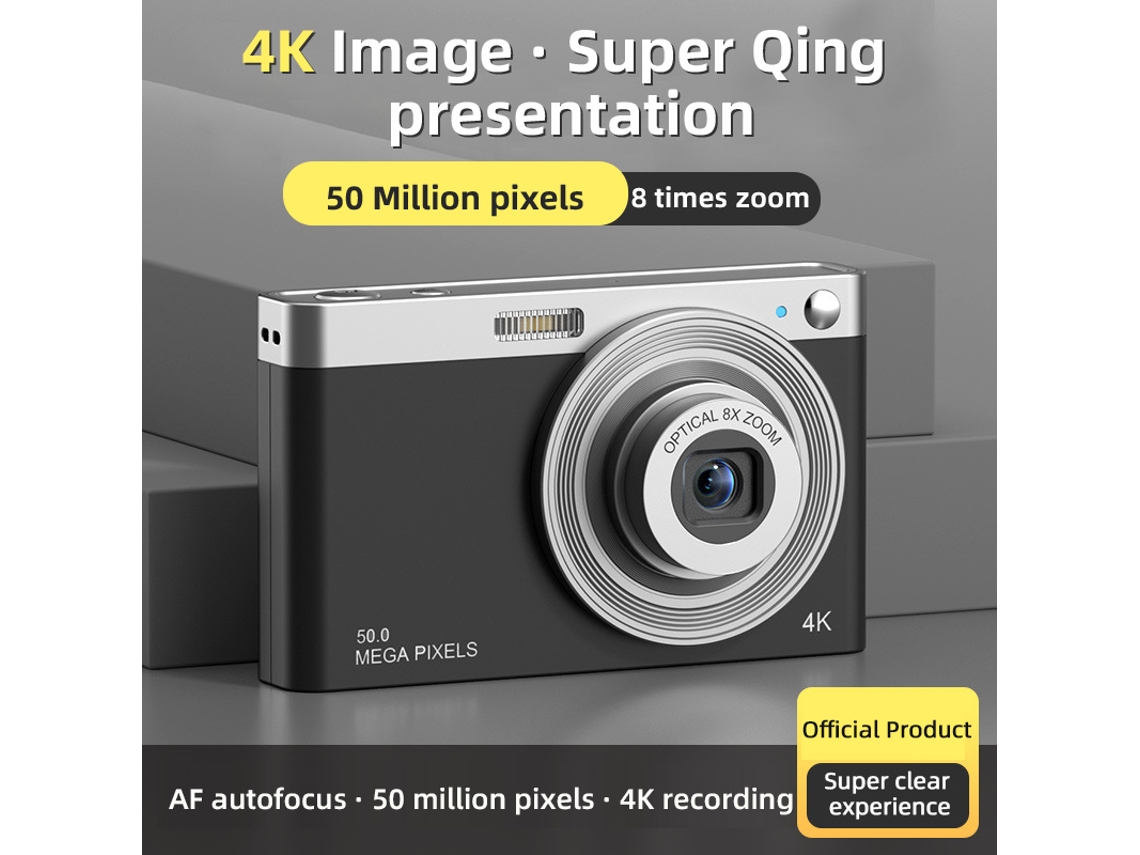 Cámara básica de 50 megapíxeles con lente zoom y resolución MDUG de ultra alta definición 4K (negro, solo cámara)
