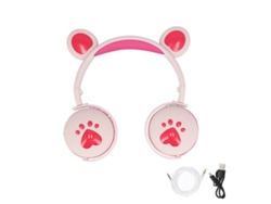 Auriculares Inalámbricos Para Niños Con Orejas De Gato, Auriculares Bluetooth Supraaurales Rosas Con Micrófono Para El Aprendizaje En Línea.