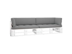 Sofá De Paletes 2 Lugares C/ Almofadões Pinho Impregnado Branco Dkd Home Decor