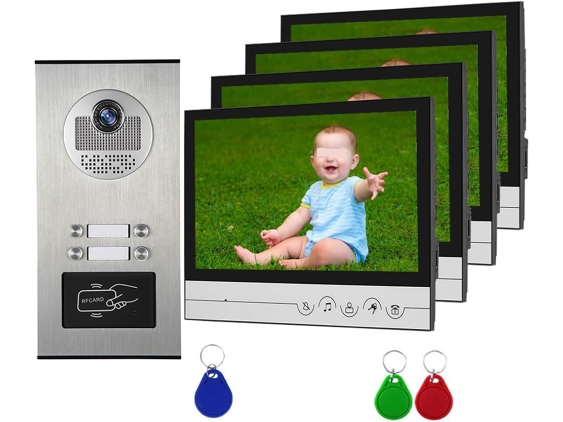 Système D'interphone Vidéo Couleur Appartement/ Famille De 9 Pouces Avec Carte Inductive Bâtiment