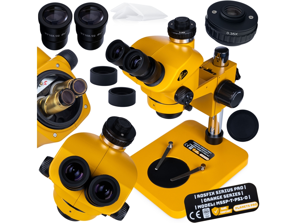 Microscopio trinocular Sirius Pro MSSP-T-PS1-O – Zoom 7-50x | Greenough Optical | Ergonomía avanzada