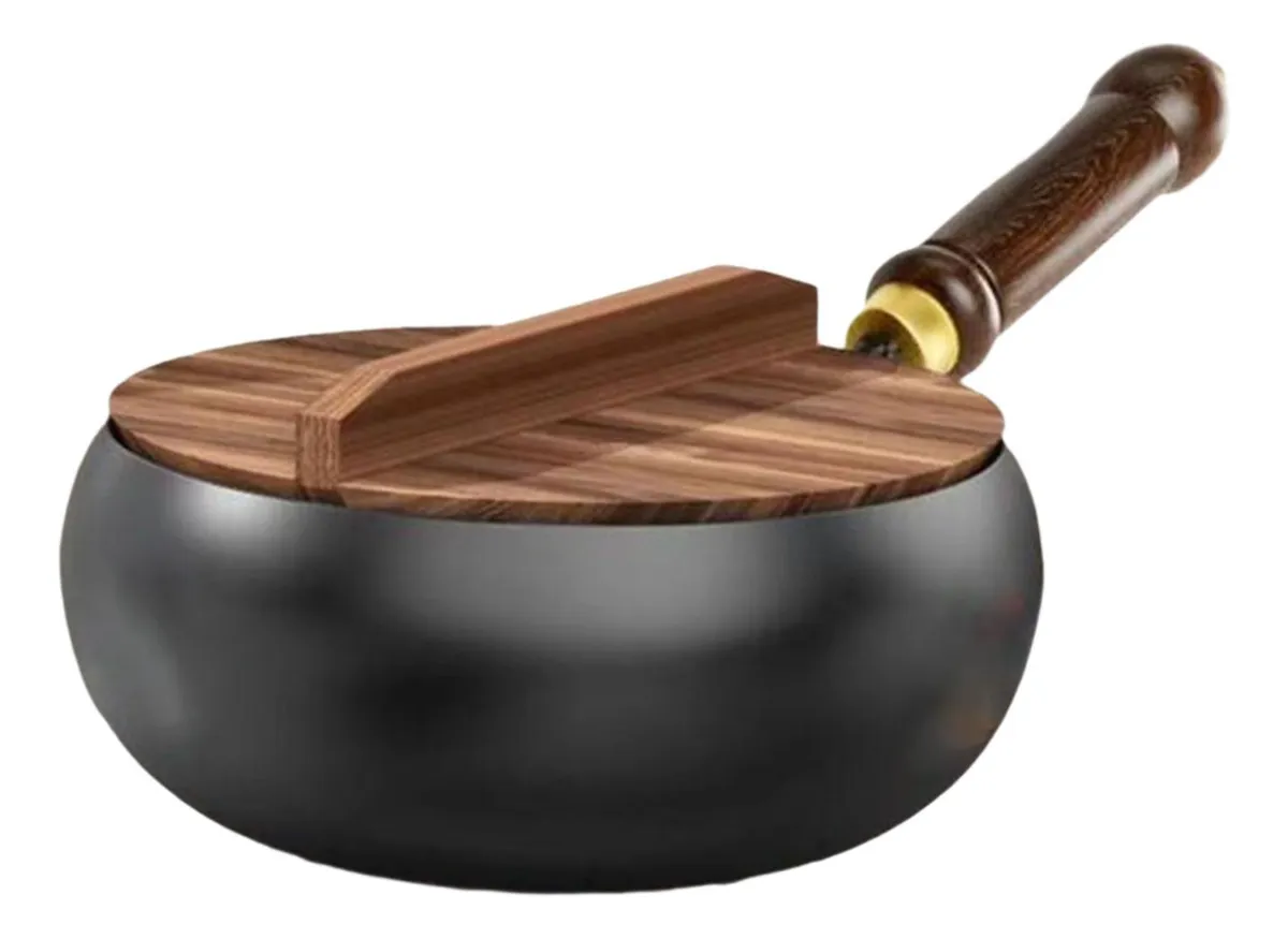 Wok antiadherente Semvayotoy con fondo plano y mango de madera