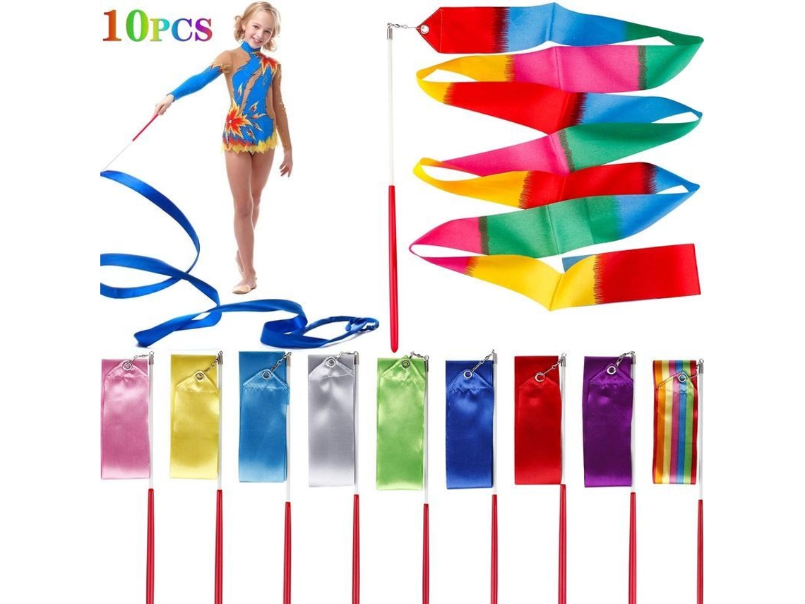 Cintas De Baile (10 Unidades), Varitas De Cinta De Gimnasia Unisex Para Niños De 3,96 Metros, Cinta De Gimnasia Rítmica