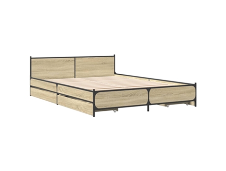 Cama con Cajones Sonoma VIDAXL Madera de Roble Madera Marrón (135x190cm)