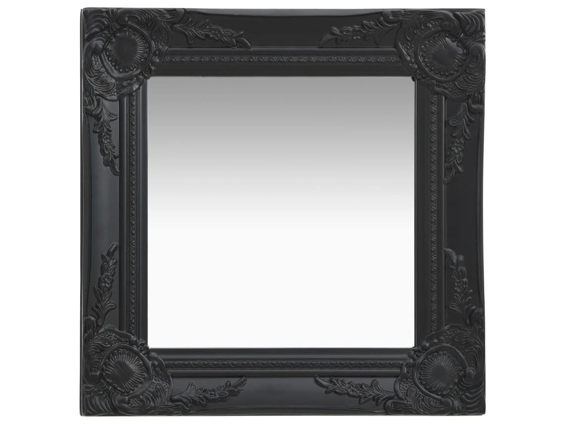 Espejo de Pared Estilo Barroco 40 x 40 cm Negro