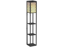 VPMKP - Lámpara de pie/estantería Homcom 4 niveles MDF negro 26x26x160 cm