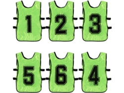 Colete De Treino Verde Para Meninos E Meninas, Pacote Com 6 Unidades, Poliéster, Design Com Abertura Lateral.