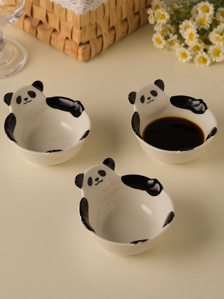(3 Piezas, 10 Cm Cada Una) Platos De Cerámica Con Forma De Panda, Lindos Cuencos Pequeños