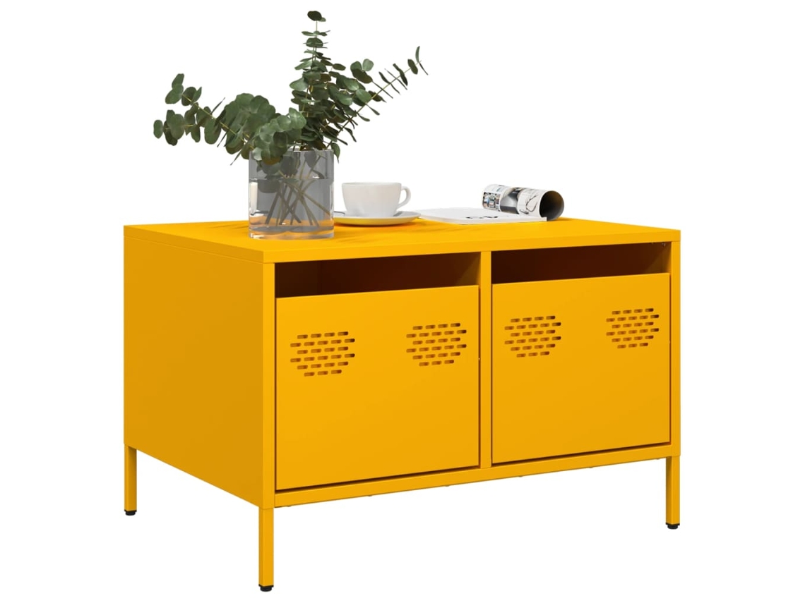 Mueble Tv | Armario Para Tv | Gabinete De Tv Acero Laminado En Frío Amarillo Mostaza 68x50x43,5 Cm