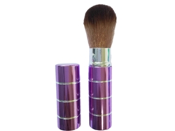 Brocha Kabuki portátil con mango retráctil para polvos minerales, base y rubor. Brocha de maquillaje de viaje.