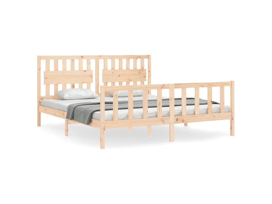 Maison Exclusive - Estructura De Cama De Matrimonio Con Cabecero Madera Maciza
