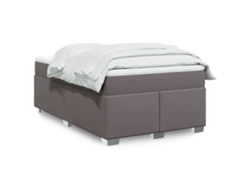 Cama Box Spring Con Colchón Cuero Sintético Gris 120x200 Cm