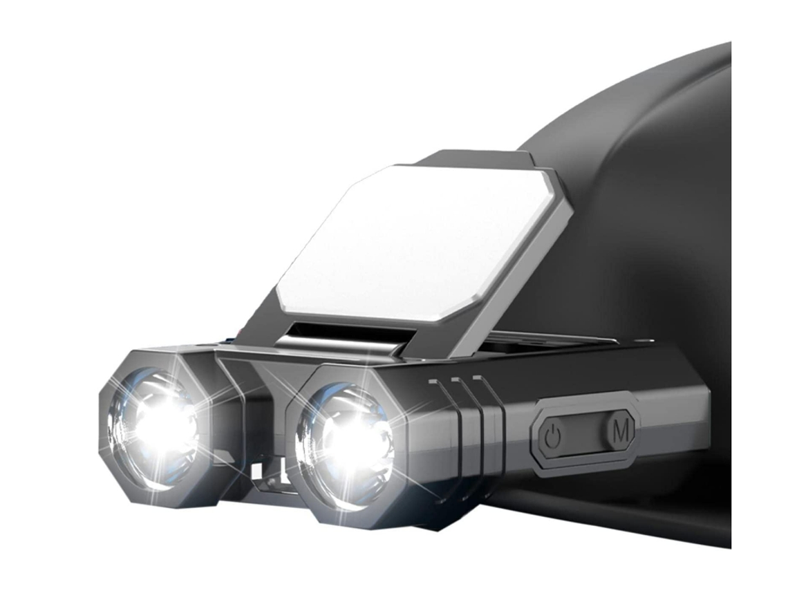 Faros,YIZHOOD Lantern-0067 Luces de sombrero con clip Faros delanteros para adultos con sensor inteligente Mini altavoz brillante, clip de luz LED (negro) YIZHOOD