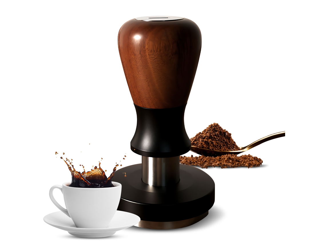 Compactador De Café De 58,35 Mm, Presión Constante De 30 Libras, Base De Acero Inoxidable 304, Mango De Madera.