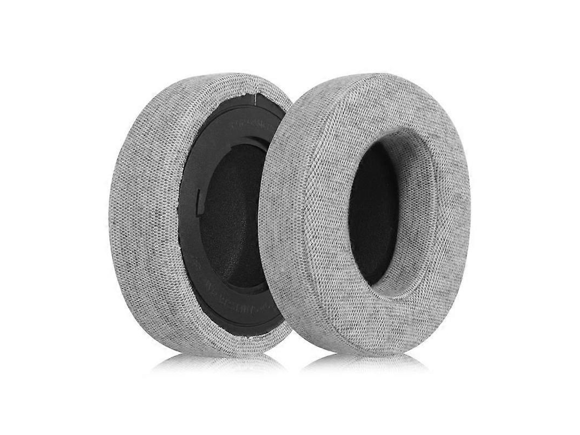Un par de almohadillas giratorias de repuesto para auriculares Razer Kraken Pro V2, de tela gris y algodón.