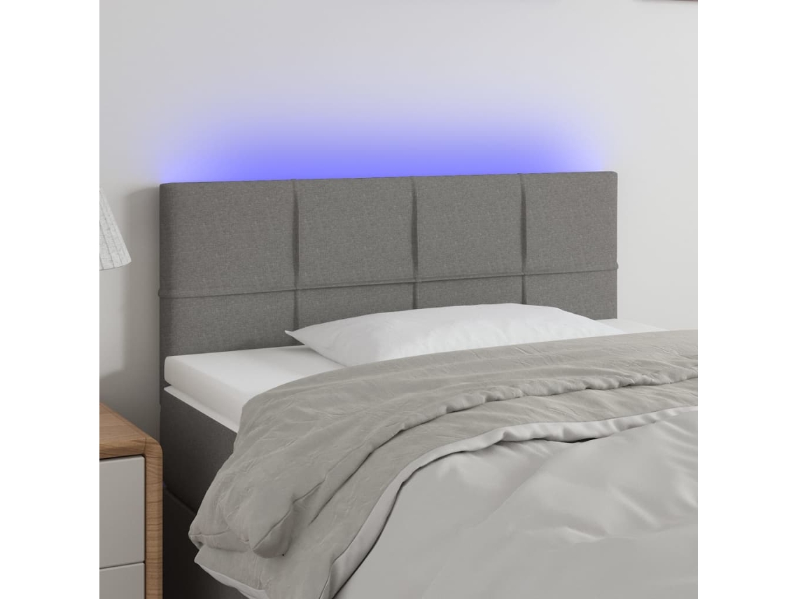 Cabecero Con Led De Tela Gris Oscuro 90x5x78/88 Cm