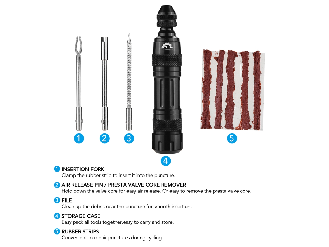 Kit De Reparación De Neumáticos Sin Cámara Para Bicicletas De Montaña Y De Carretera Con Cintas De Goma Y Herramientas.