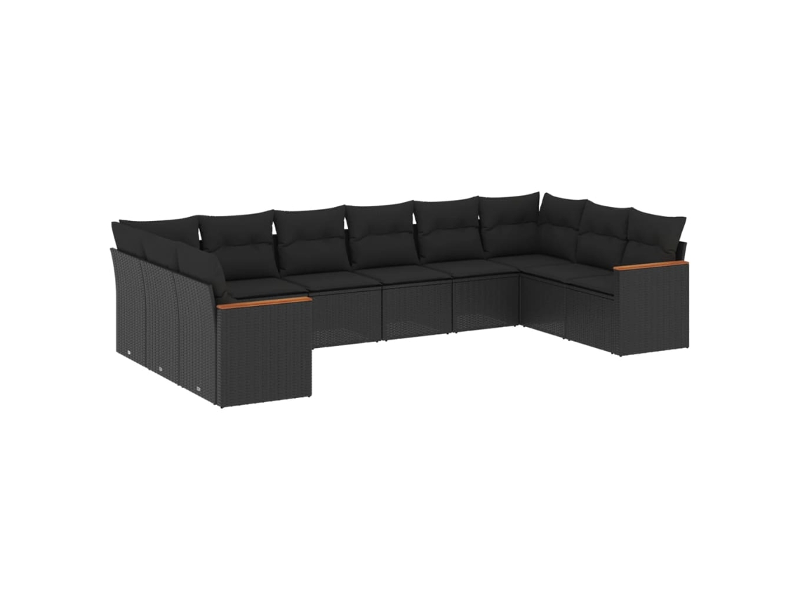 Maison Exclusive - Set De Sofás De Jardín 10 Pzas Cojines Ratán Sintético Negro