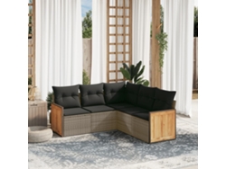 Conjunto de sofás de jardín de 5 piezas DKD Home Decor con cojines de mimbre gris