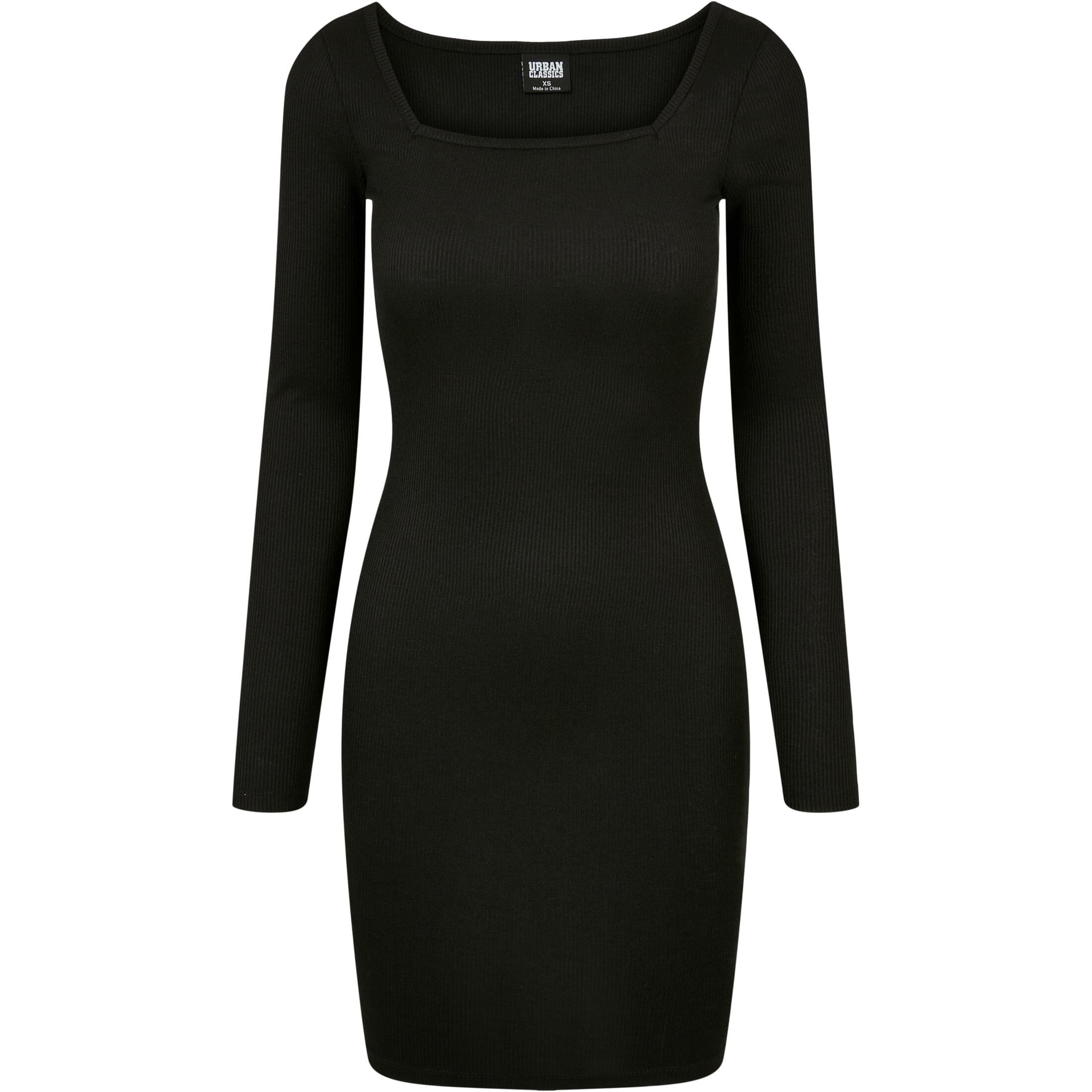 Ladies Rib Squared neckline dress vestido para mujer de canalé con escote cuadrado urban classics