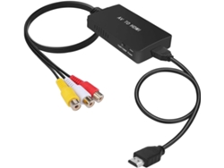 Adaptador convertidor RCA AV compuesto CVBS a HDMI 1080p compatible con PS2/PS3, Xbox, STB, VHS/VCR, Blu-ray Yuysan