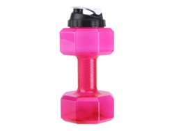 Botella de ejercicio con forma de mancuerna de alta capacidad para gimnasio y entrenamiento, color rosa intenso