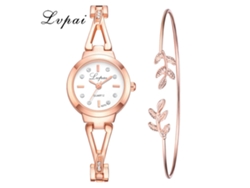 Reloj De Cuarzo Para Mujer Ivpai Con Brazalete De Aleación De Metal Y Diamantes De Imitación (oro Rosa Blanco)