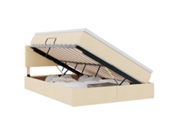 Maison Exclusive - Cama Con Almacenamiento Y Led Con Led Crema 140 X 200 Cm Tela