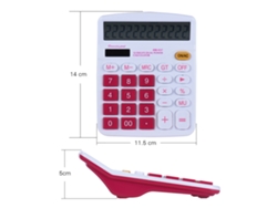 Calculadora Eletrônica De Mesa De Mão Colorida 12 Dígitos Dupla Energia Solar E Bateria Vermelho Rosa