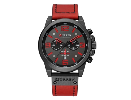 Relojes para Hombres Reloj de Cuarzo de Acero Moda Casual Movimiento Impermeable para Hombres Reloj Informal Escudo Negro Rojo VEANXIN