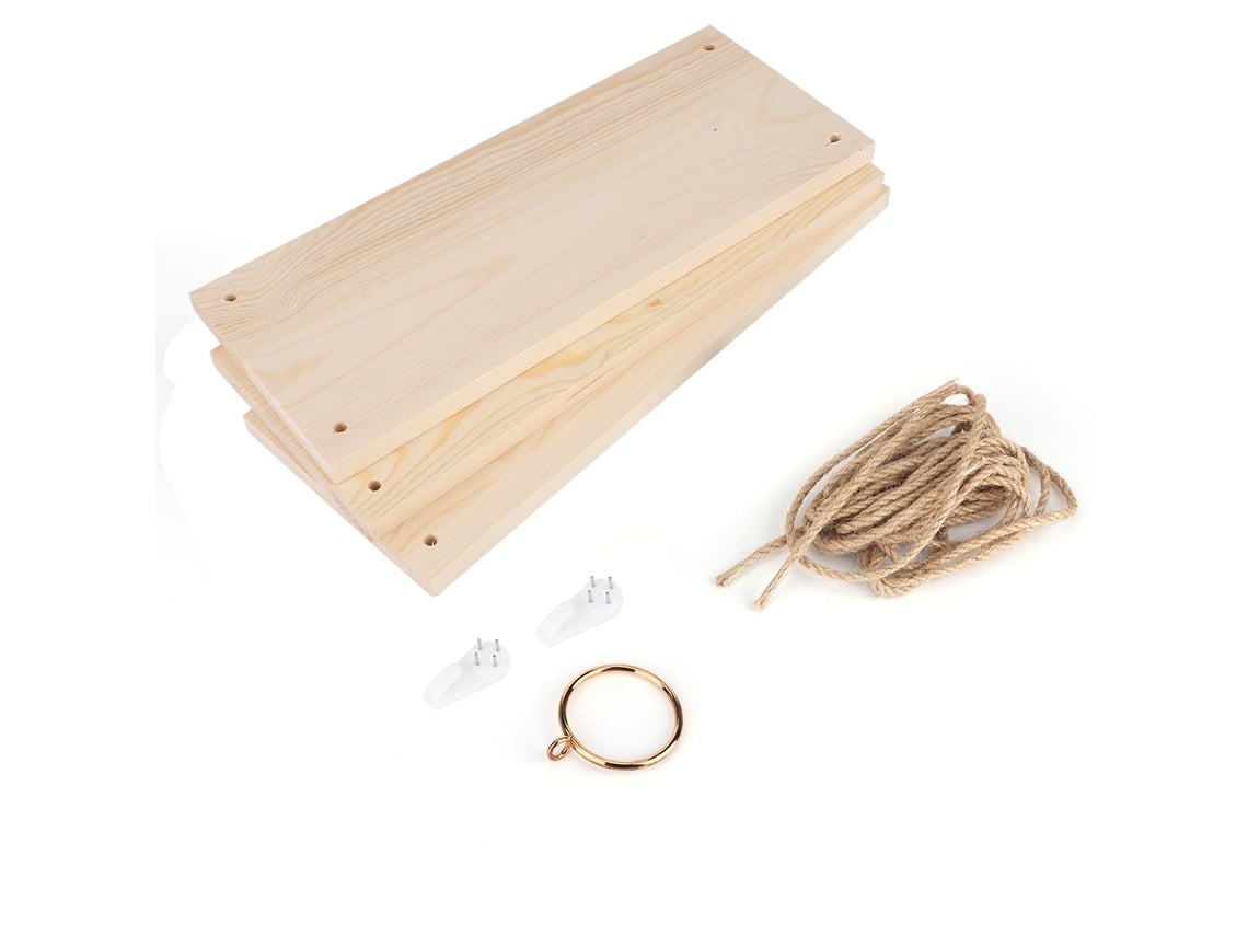 Estantería De Pared Colgante De Madera De 3 Niveles Con Cuerda Para Flores, Jardín Y Hogar.