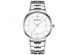 Reloj De Cuarzo Resistente Al Agua (plateado Y Blanco), Estilo Delgado, Correa De Acero Inoxidable, Reloj De Negocios Elegante Para Hombre.