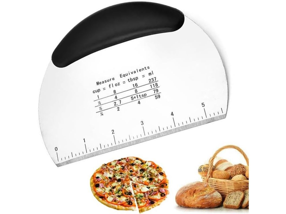 Raspador De Masa De Acero Inoxidable Duradero Con Escala De Medición Para Pizza Y Verduras.
