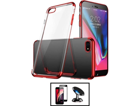 Kit Carcasa SlimArmor + Protector de Pantalla Full Cover + Soporte iPhone SE 2022 PHONECARE Rojo