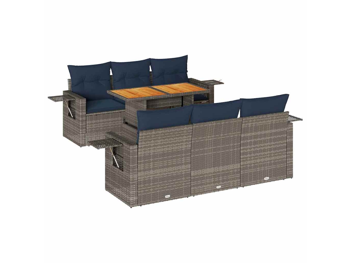 Maison Exclusive - Set De Sofás De Jardín 7 Pzas Con Cojines Ratán Sintético Gris