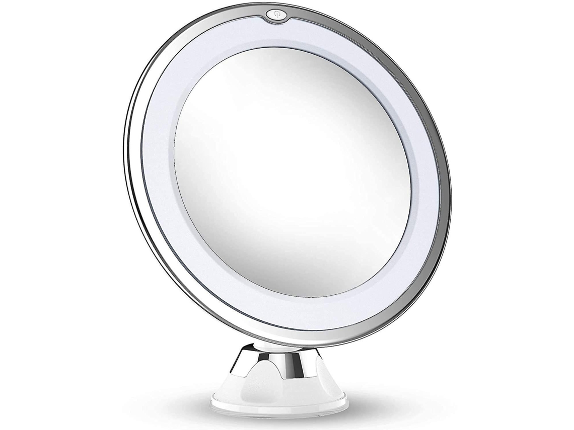 Rebe-espejo De Maquillaje Con Luz Led 10x, Magnificación 7x, Portátil Inalámbrico, Ajustable 360°, Ideal Para Baño Y Viajes