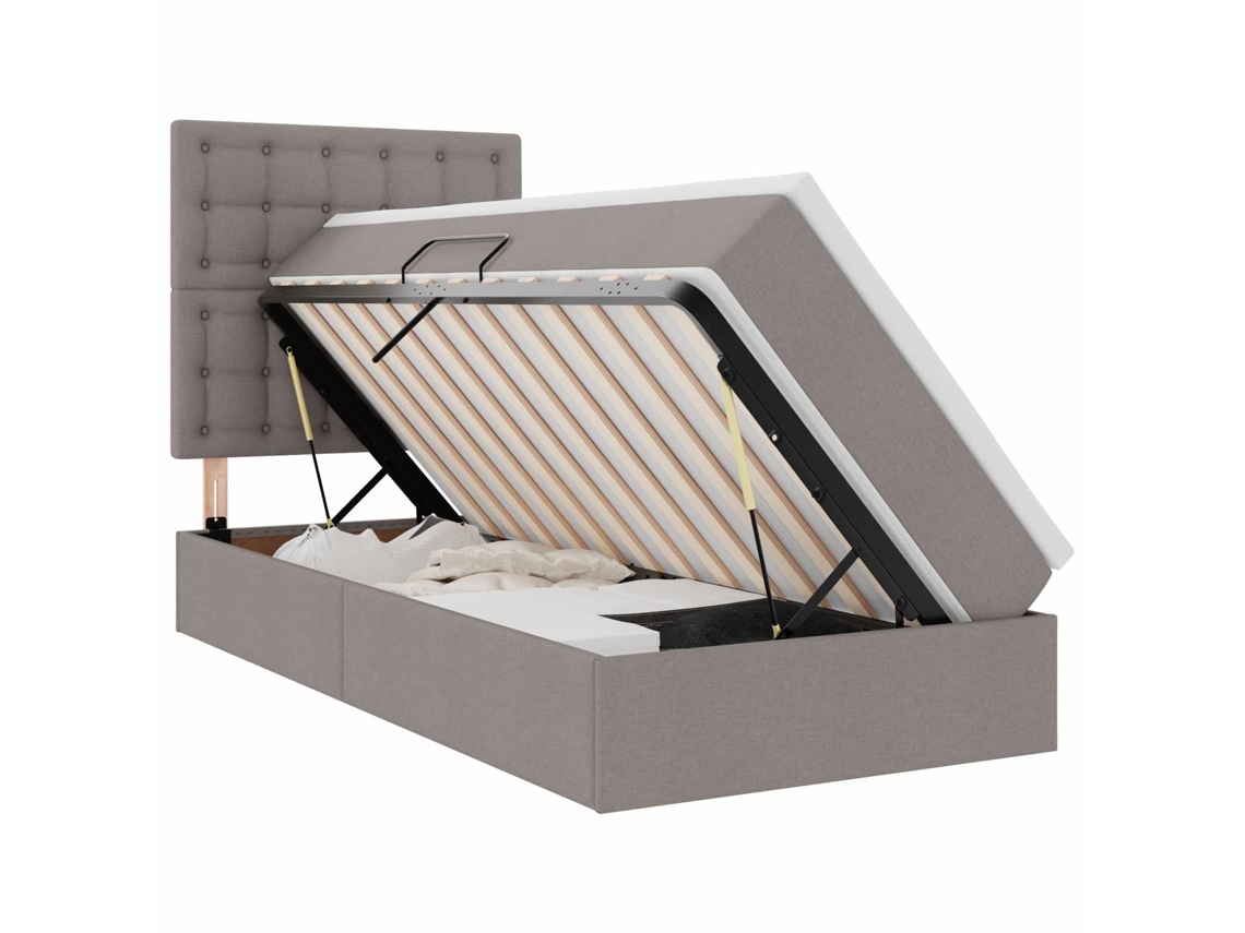Syfax™ Cama De Almacenamiento Led Con Colchón Topo 90 X 200 Cm Tela
