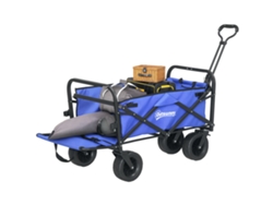 Carro de jardín plegable con asa ajustable y bolsa de transporte, capacidad de carga de 100 kg, azul oscuro.