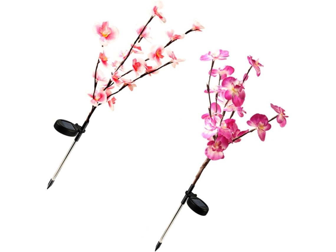 Juego De 2 Luces Solares Para Orquídeas Con Enchufe Para Tierra, Iluminación Solar Exterior Para Caminos De Jardín.