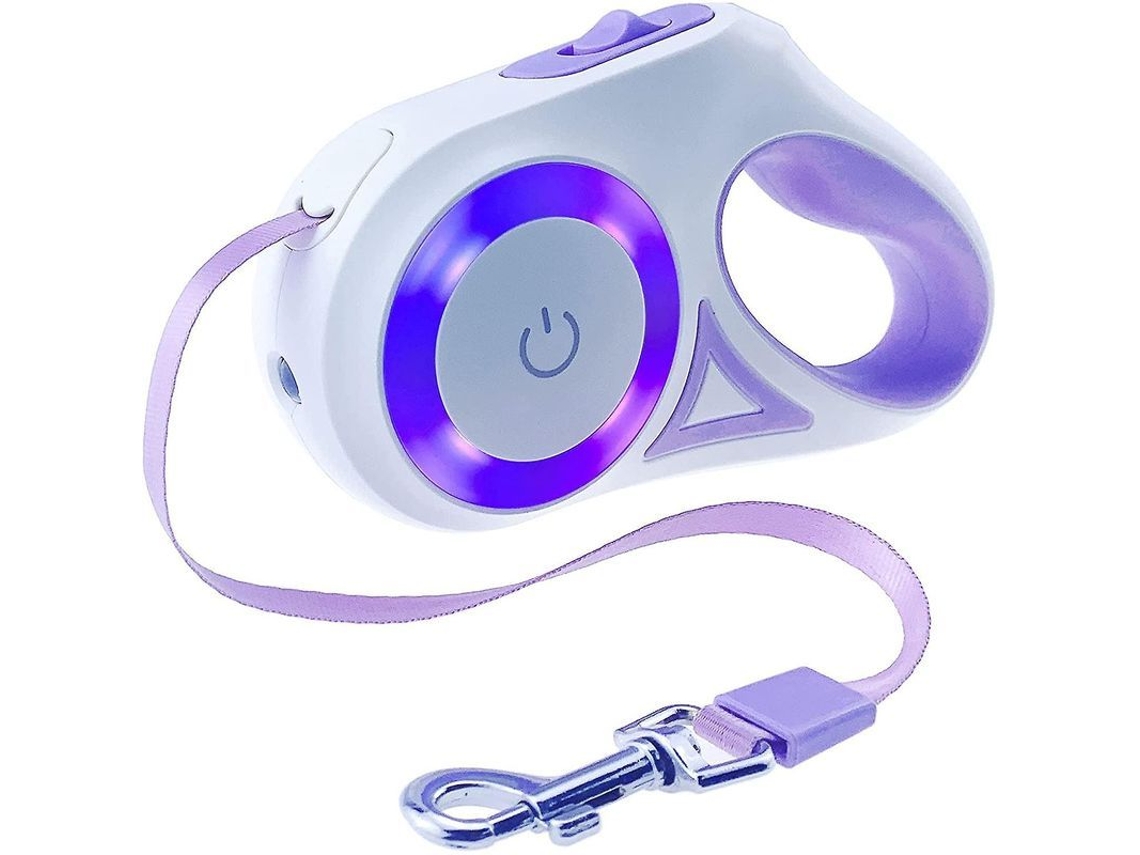 Fasst-correa Retráctil Para Perros Con Luz, 3/5m Anti-deslizante Para Perros Hasta 50kg Morado