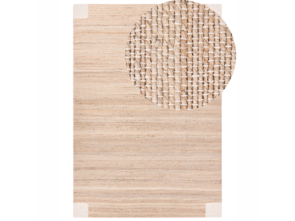 Carpete Retangular De Juta Beliani Amravati De Juta Creme 160x230