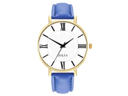 Reloj casual de piel sintética con correa azul para hombre y mujer.