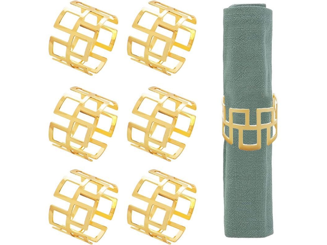 2026-anillos De Servilleta De Metal Hueco, 6 Piezas Porta Servilletas Estilo Moderno Redondo Para Fiestas Y Celebraciones