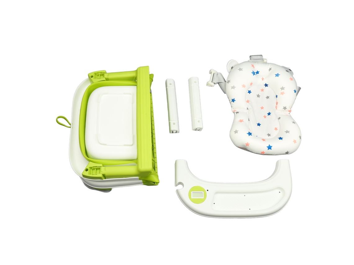 Bañera Plegable Para Bebés Con 3 Piezas Y Sensor De Temperatura Verde Para Recién Nacidos Hasta Los 3 Años.