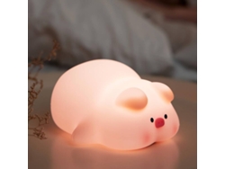 Luz de noche de cerdito adorable, luz de noche para habitación infantil con 3 niveles de intensidad, lámparas kawaii de silicona blanda (rosa)